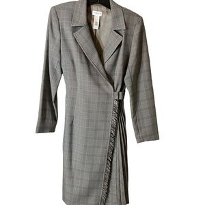 BRAND NEW!! Liz Claiborne Gray Plaid Wrap Dress